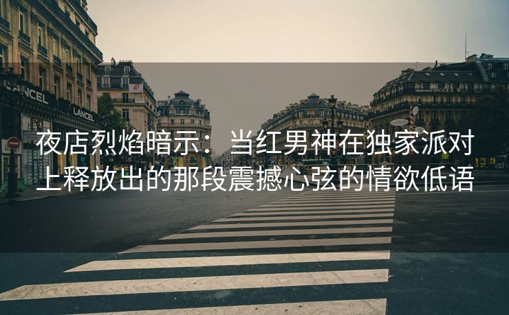 夜店烈焰暗示：当红男神在独家派对上释放出的那段震撼心弦的情欲低语
