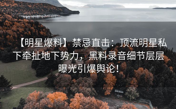 【明星爆料】禁忌直击：顶流明星私下牵扯地下势力，黑料录音细节层层曝光引爆舆论！
