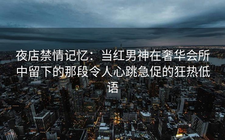 夜店禁情记忆：当红男神在奢华会所中留下的那段令人心跳急促的狂热低语